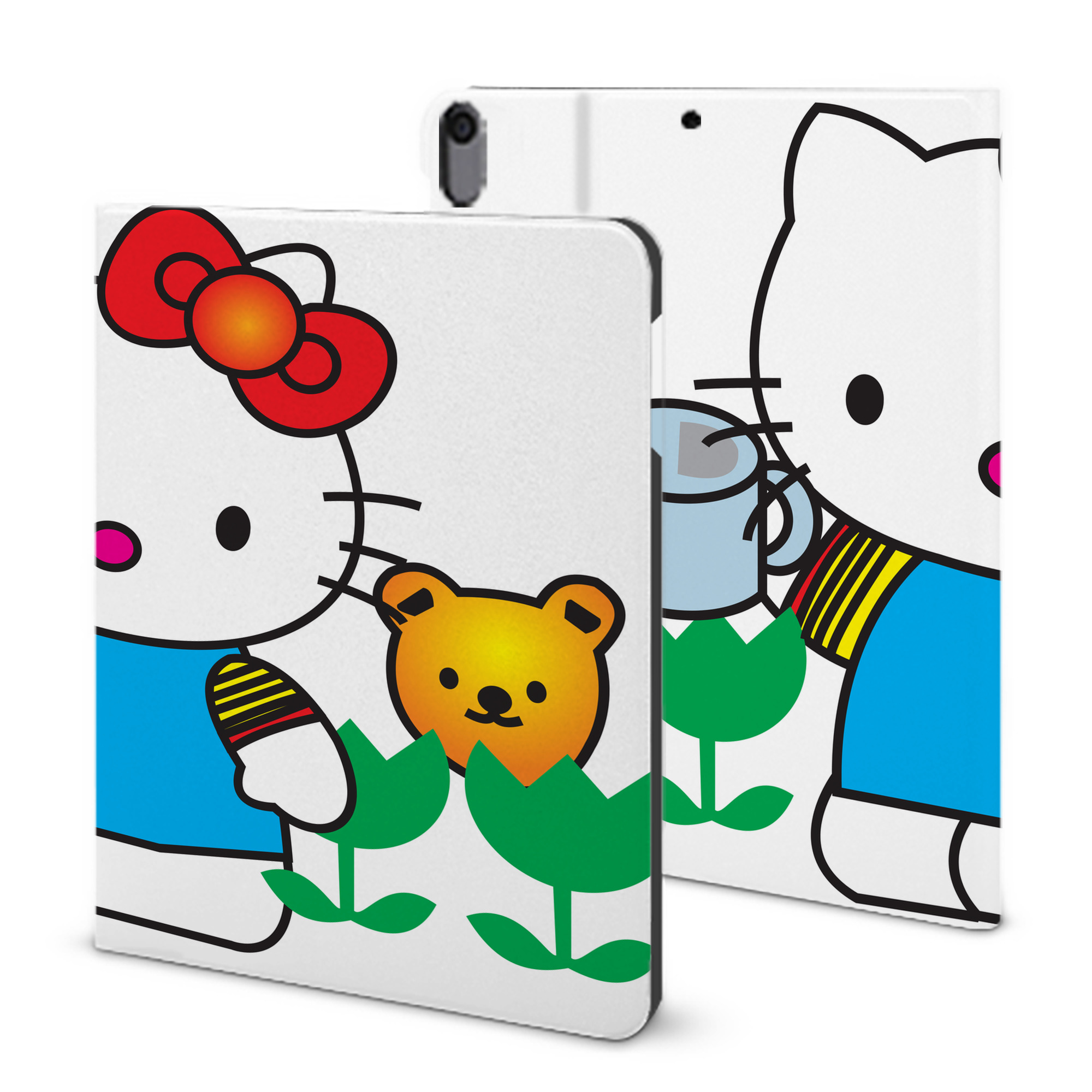 （画像用） Hello Kitty ハローキティ IPad ケース ブック型 PUレザー TPU 耐衝撃 軽量 薄型 ペン収納なし 全面保護 IPad 各モデル対応